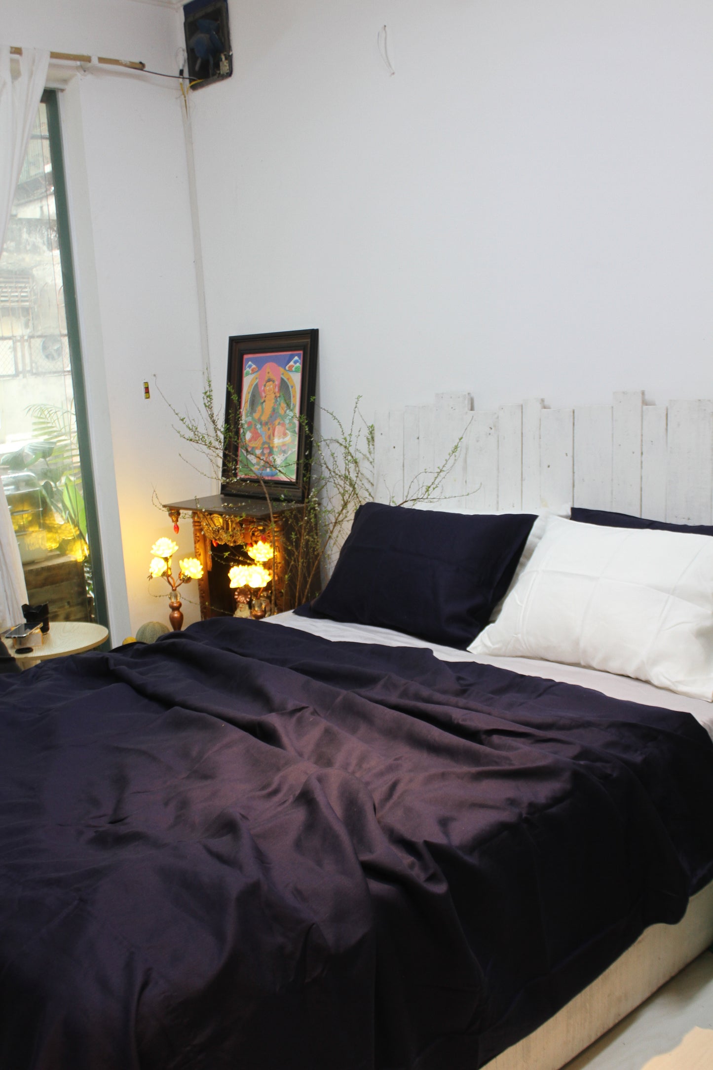 Deep Navy Bamboo Linen Bedding Sets 4 pieces