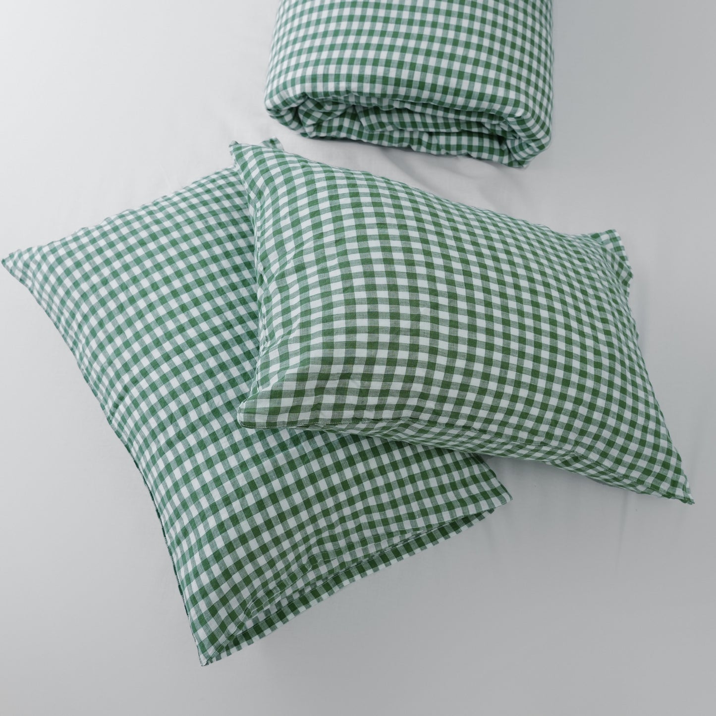 Green Caro French Linen Bedding Sets (4 pieces) - Yarn Dyeing