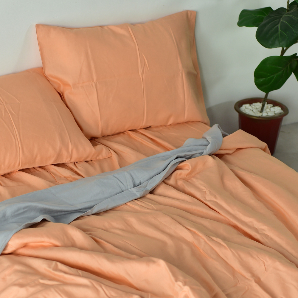 Bamboo Linen Duvet Cover - Cantaloupe