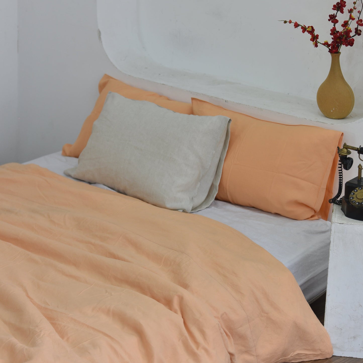 Cantaloupe Bamboo Linen Duvet Cover Sets