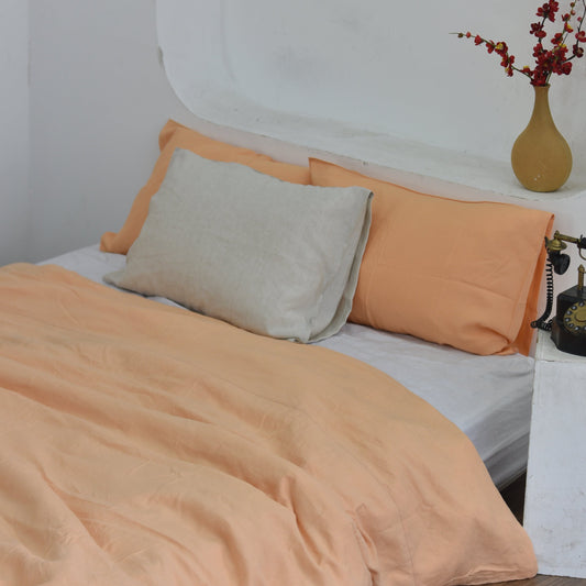 Cantaloupe Bamboo Linen Duvet Cover Sets