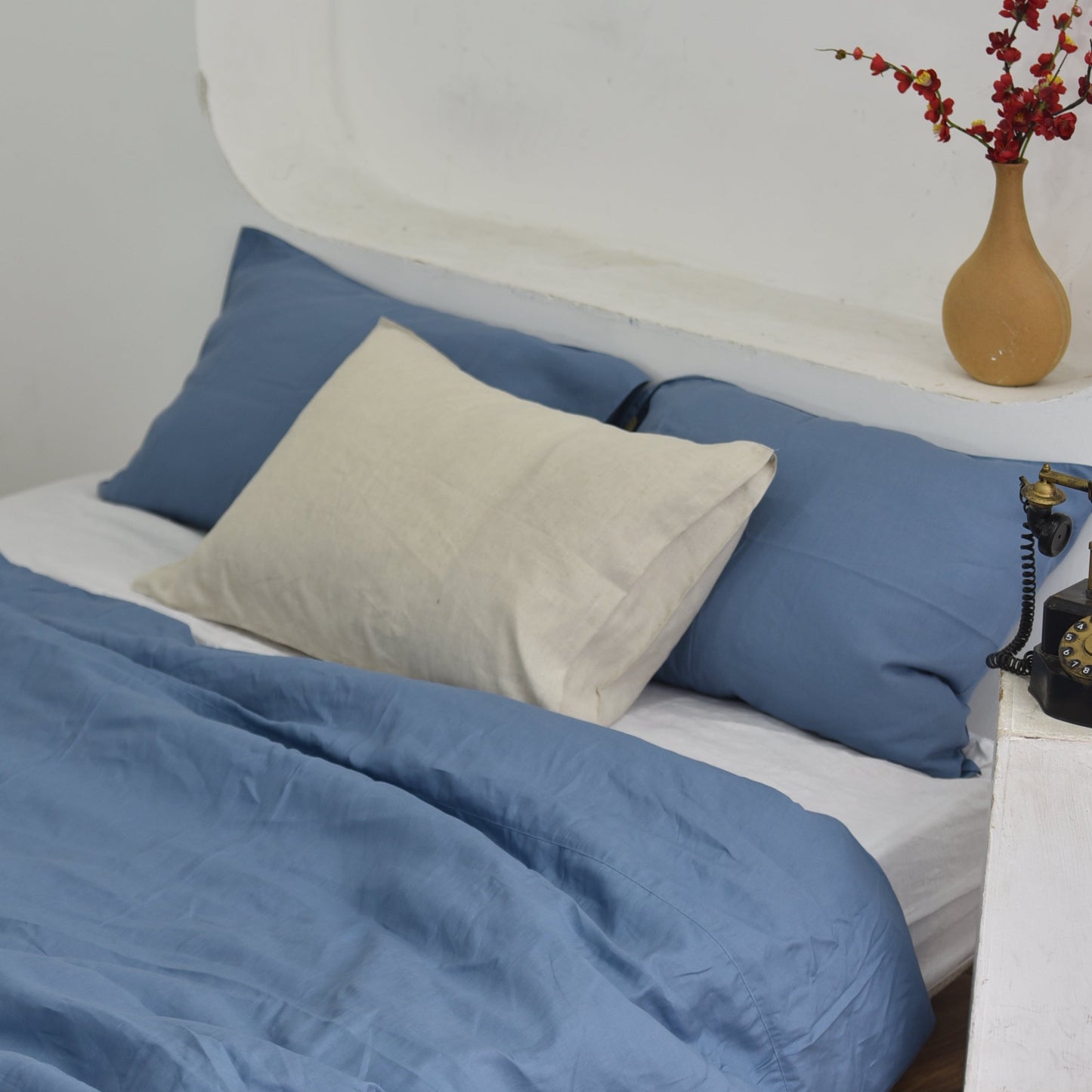 Bamboo Linen Pillowcases - Cerulean