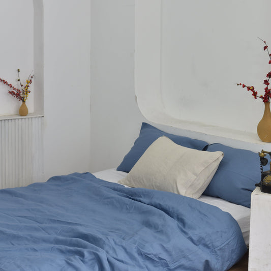 Cerulean Bamboo Linen Duvet Cover Sets