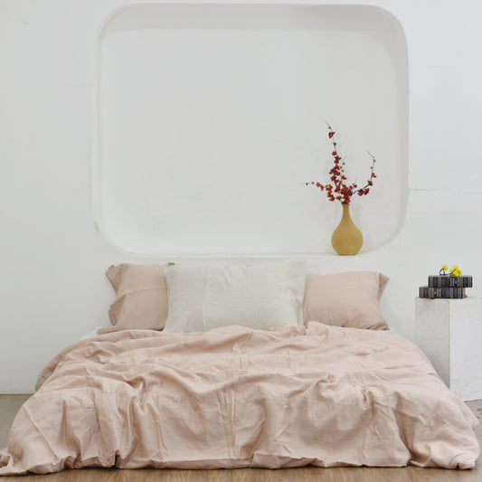 Coral Bamboo Linen Bedding Sets