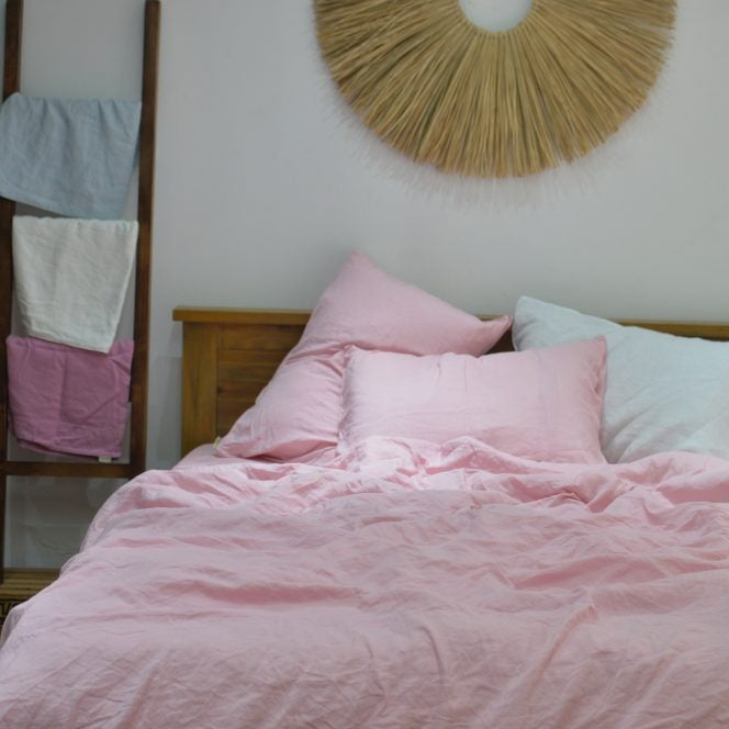 Blush Bamboo Linen Bedding Sets