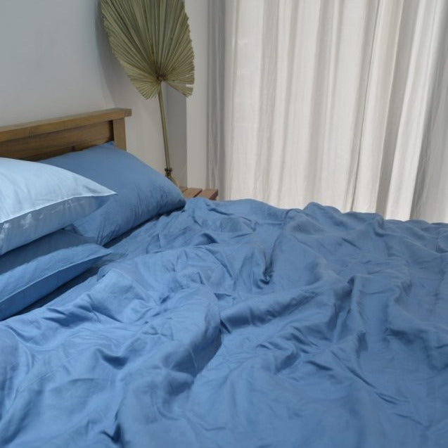 Cerulean Bamboo Linen Bedding Sets