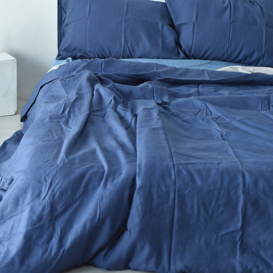 Navy Bamboo Linen Bedding Sets 4 pieces