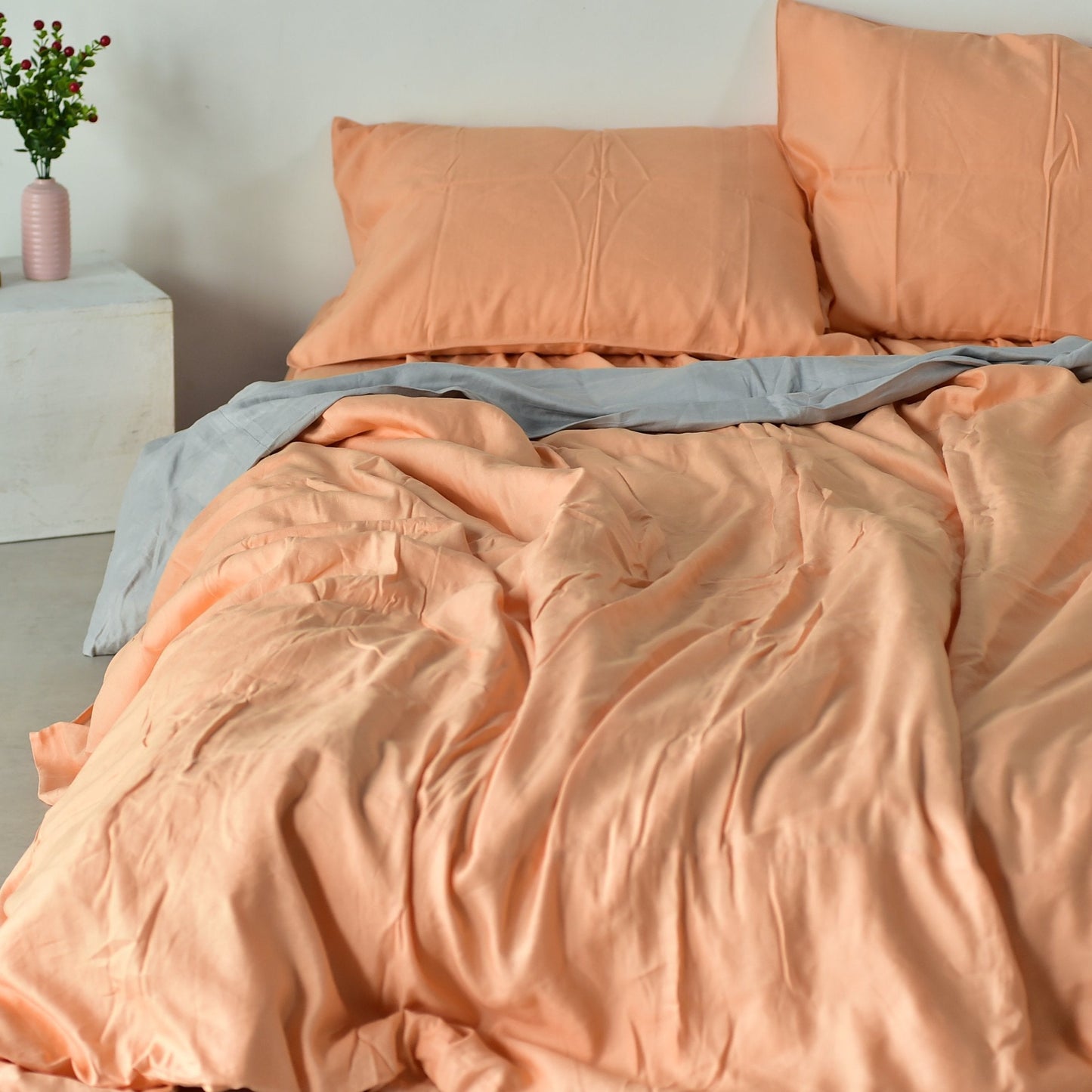 Bamboo Linen Duvet Cover - Cantaloupe