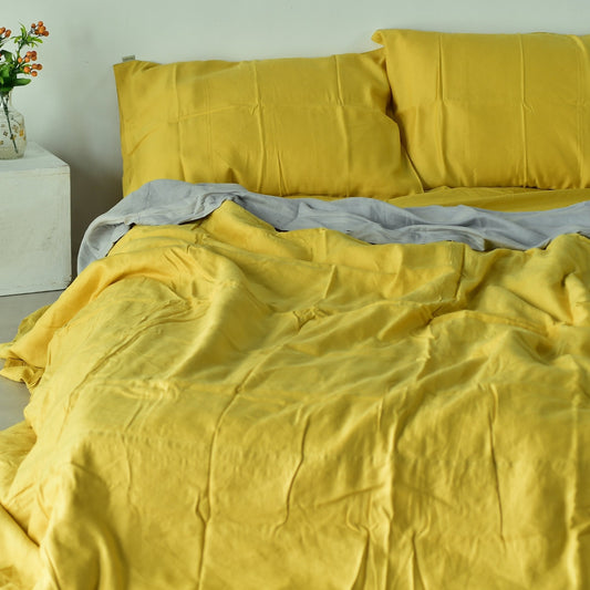 Bamboo Linen Duvet Cover - Lemon