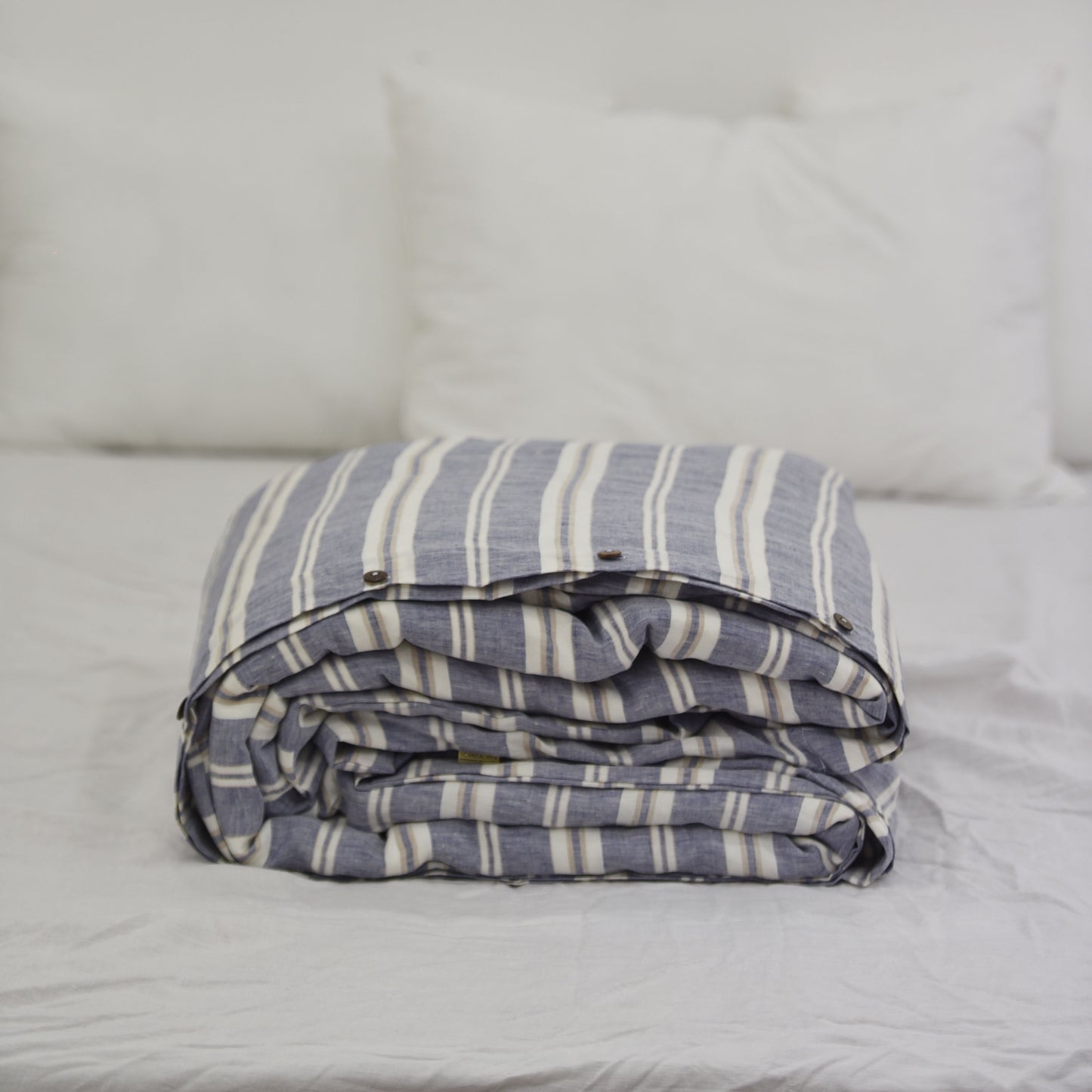 Wide Striped French Linen Duvet Cover - Yarn Dyeing 55