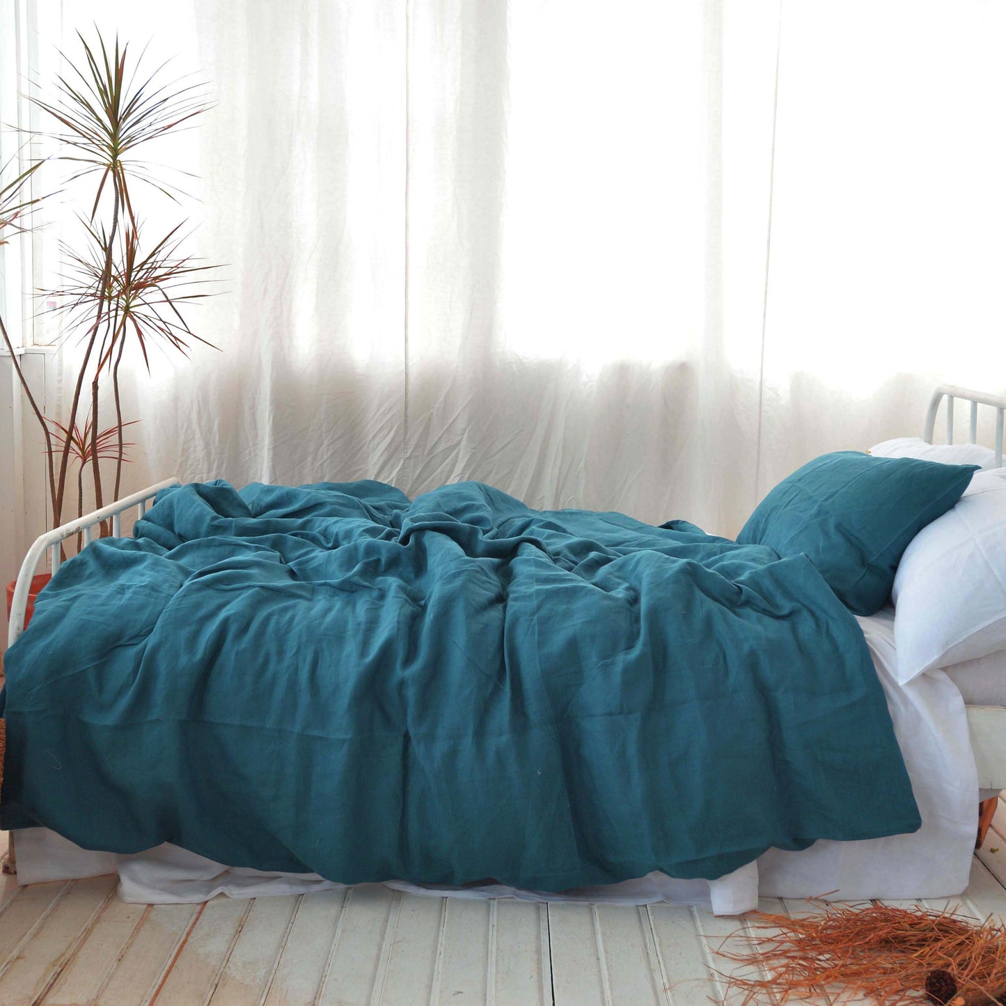 Azure French Linen Pillowcase - Plain Dyeing 36