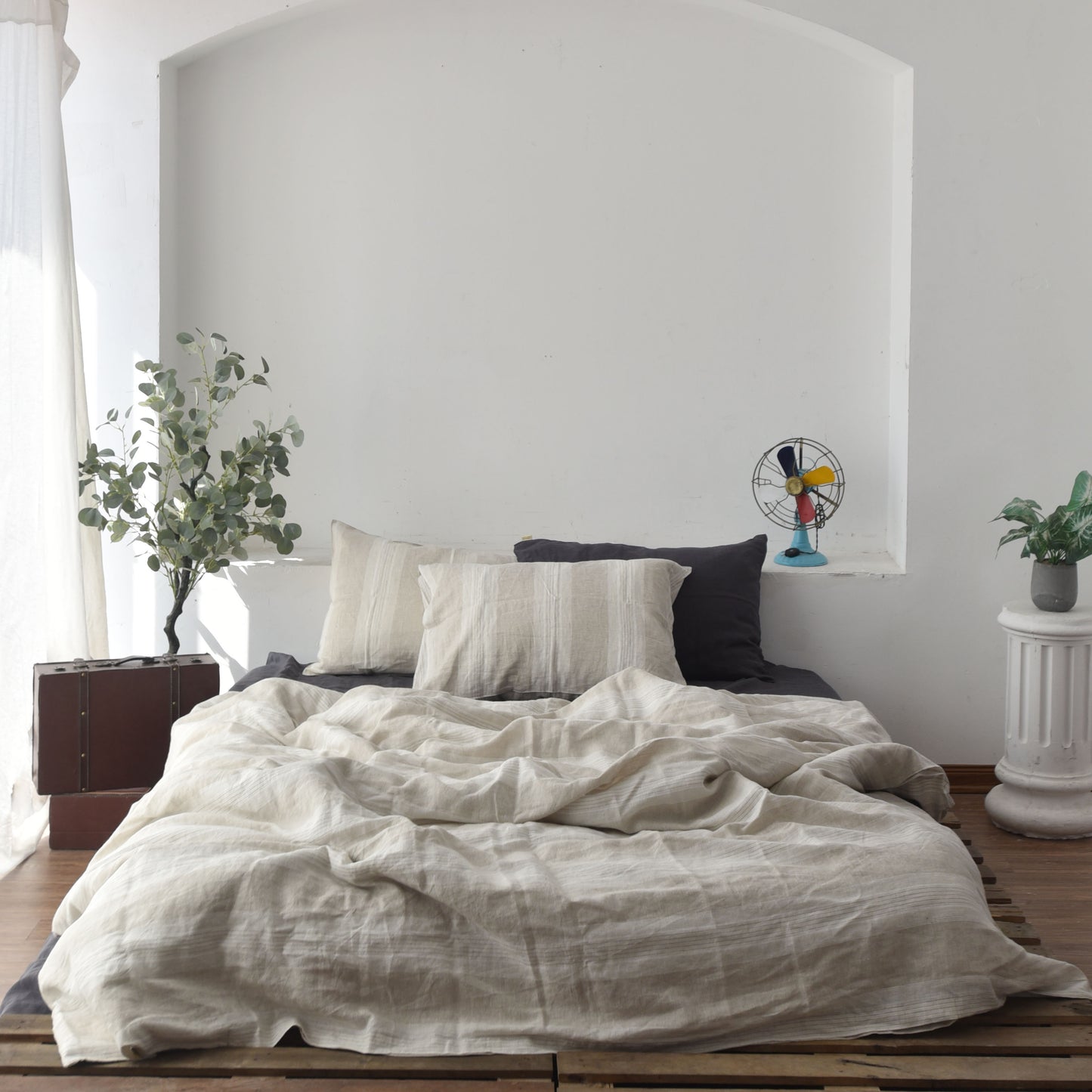 Big Striped French Linen Bedding Sets (4 pieces) - Yarn Dyeing