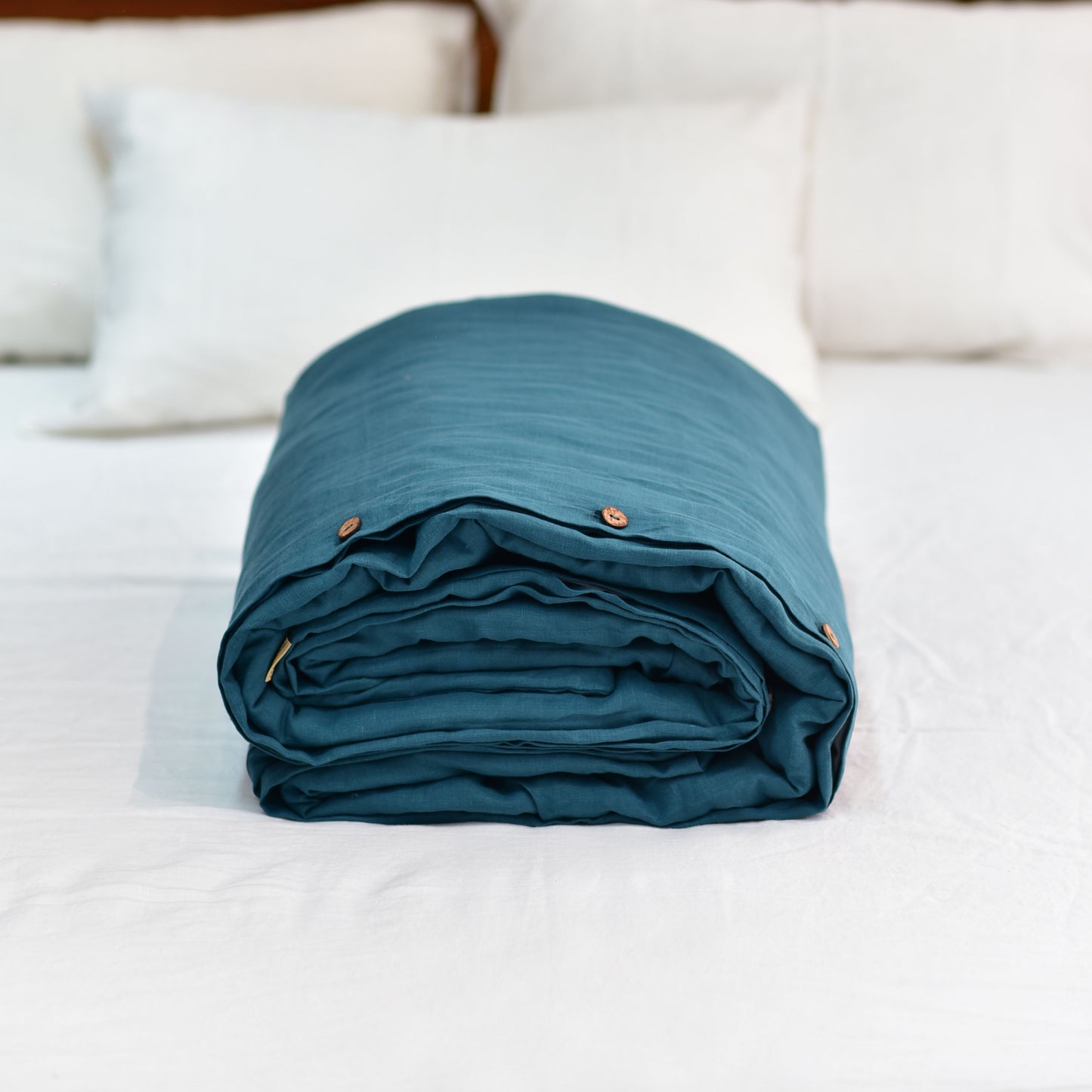 Azure French Linen Duvet Cover - Plain Dyeing 36
