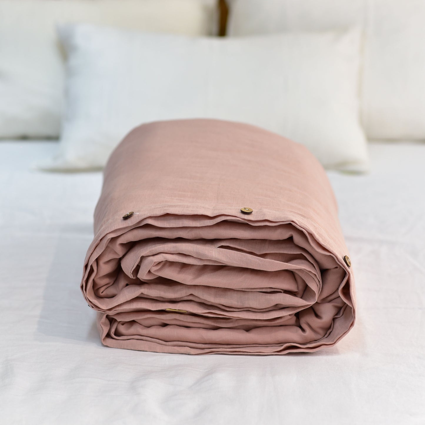 Dusty Pink French Linen Duvet Cover - Plain Dyeing 33