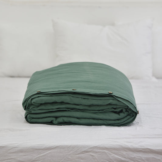 Green French Linen Duvet Cover - Plain Dyeing 25