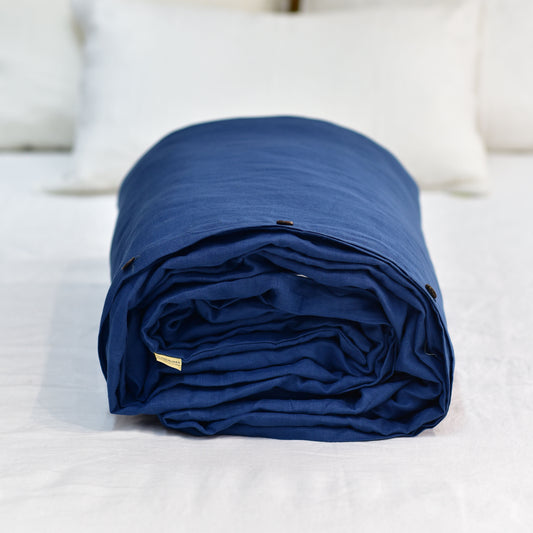 Navy French Linen Duvet Cover - Plain Dyeing 12