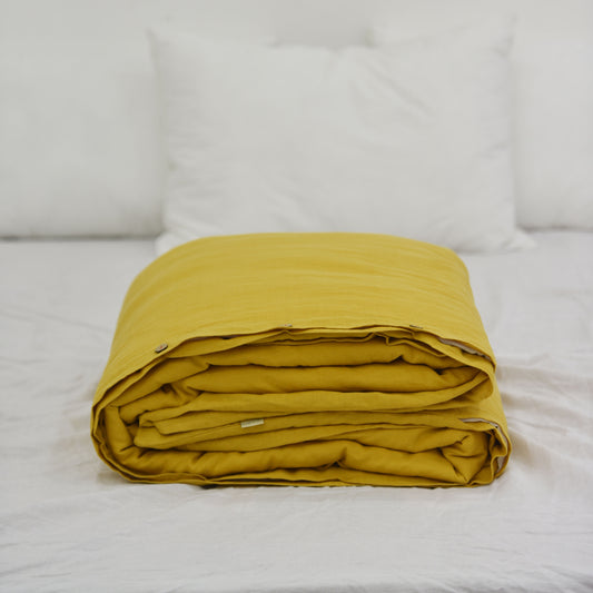Yellow French Linen Duvet Cover - Plain Dyeing 34