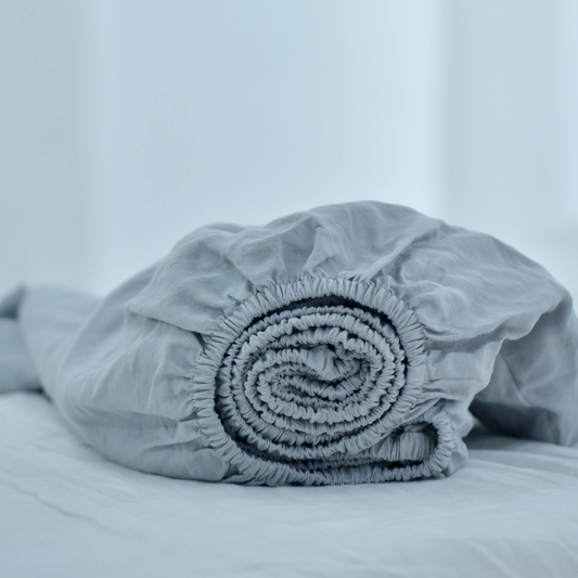 Stone French Linen Fitted Sheet - Plain Dyeing 15