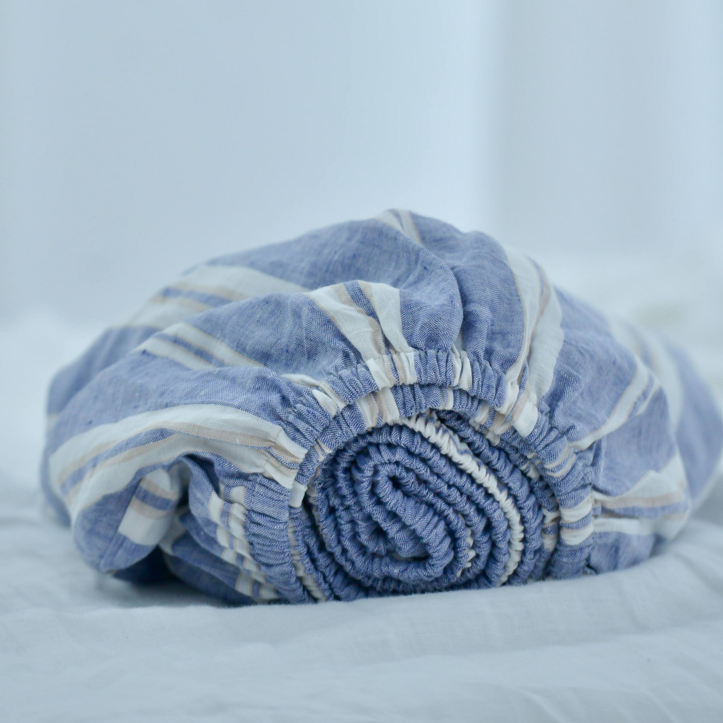 Wide Striped French Linen Fitted Sheet - Yarn Dyeing 55