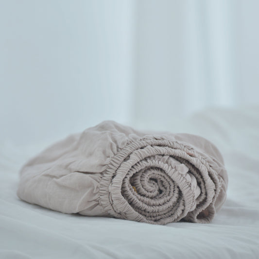 Light Brown French Linen Duvet Cover+2 Pillowcases Set - Plain Dyeing 17