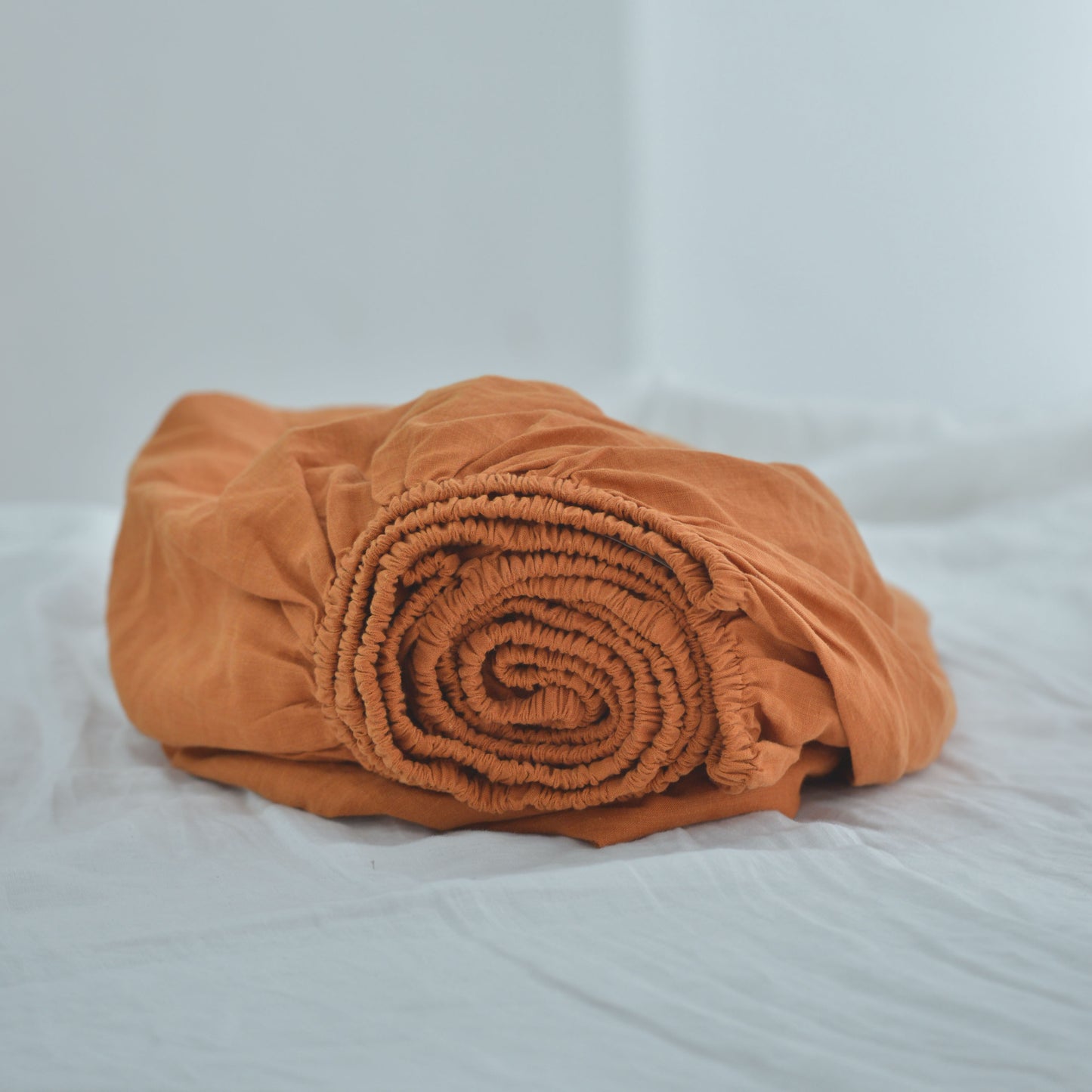 Orange French Linen Fitted Sheet - Yarn Dyeing 37