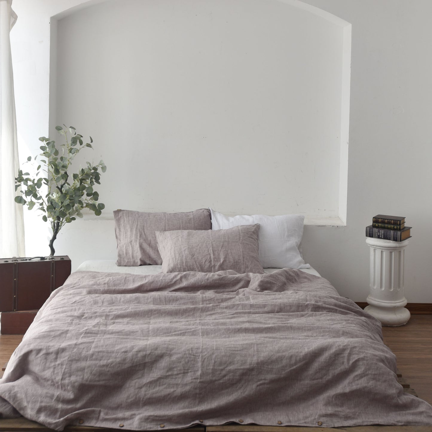 Light Purple French Linen Bedding Sets (4 pieces) - Yarn Dyeing