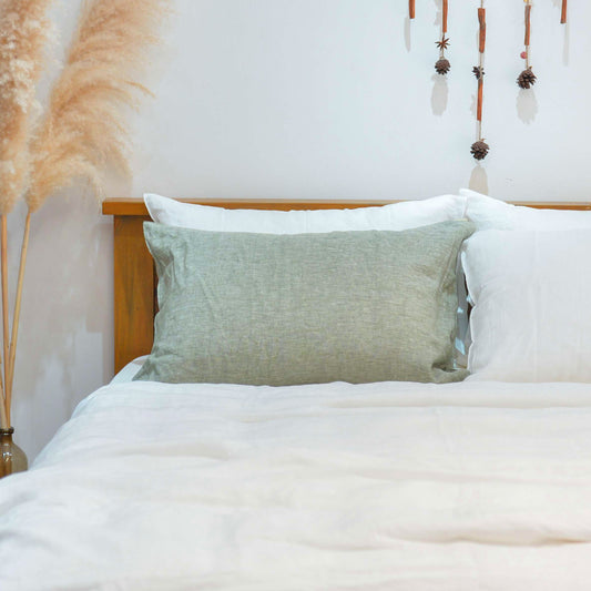 Asparagus French Linen Pillowcase - Yarn Dyeing 45