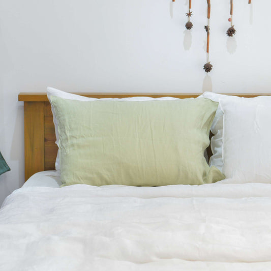 Avocado French Linen Pillowcase - Plain Dyeing 10