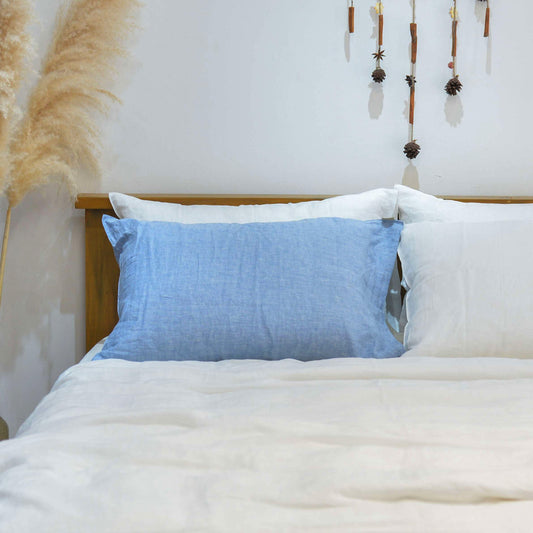 Blue French Linen Pillowcase - Yarn Dyeing 42
