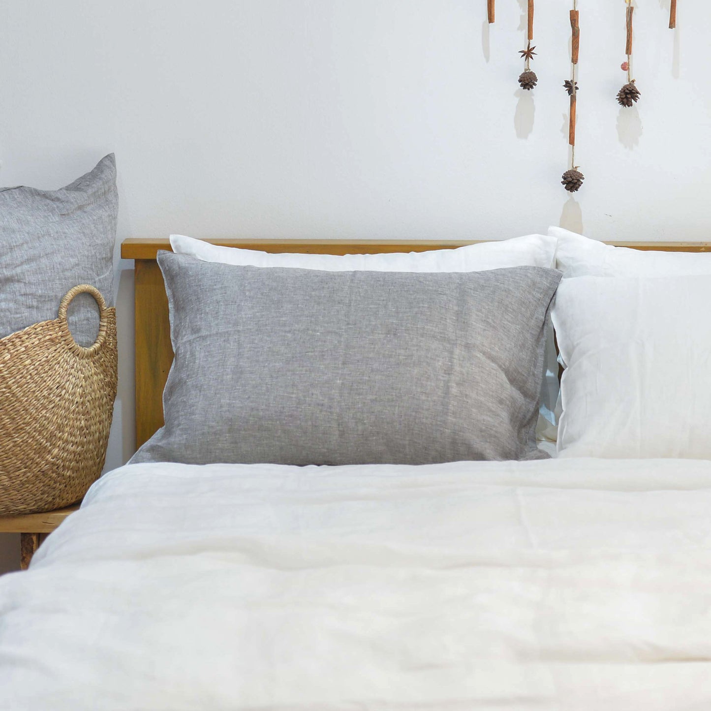 Gray French Linen Pillowcase - Yarn Dyeing 40