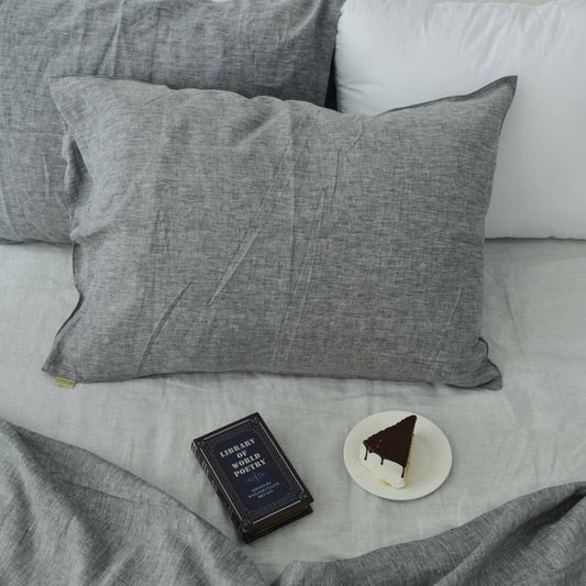 Gray French Linen Pillowcase - Yarn Dyeing 40