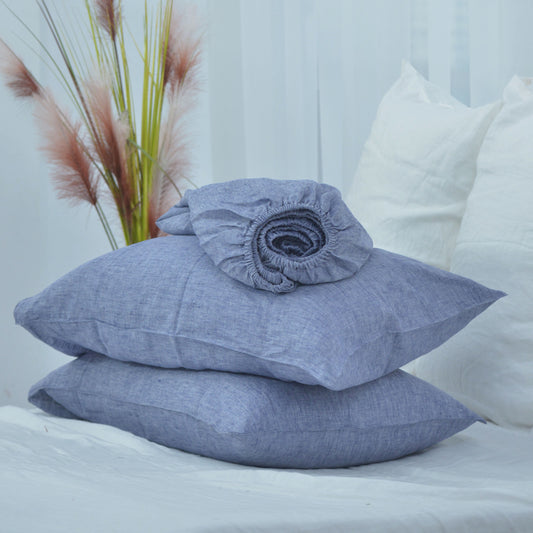 Jean French Linen Fitted Sheet + 2 Pillowcases Set - Yarn Dyeing 41