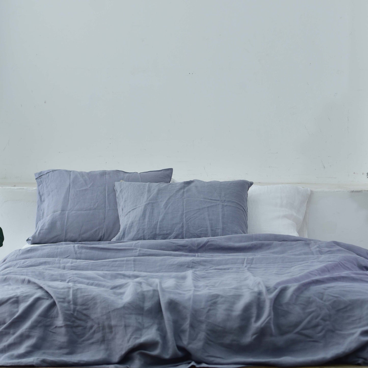 Steel French Linen Duvet Cover+2 Pillowcases Set - Plain Dyeing 24