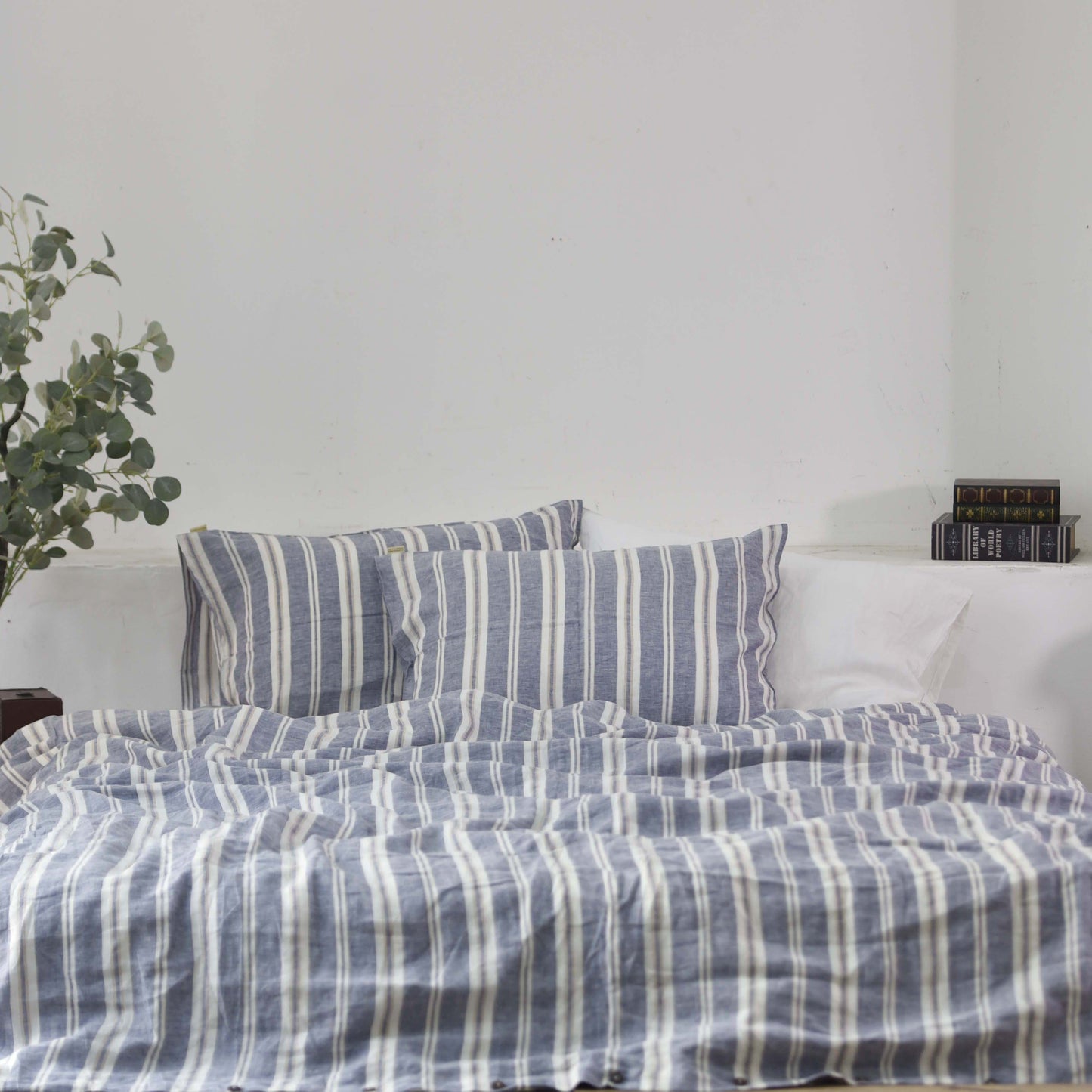 Wide Striped French Linen Fitted Sheet - Yarn Dyeing 55