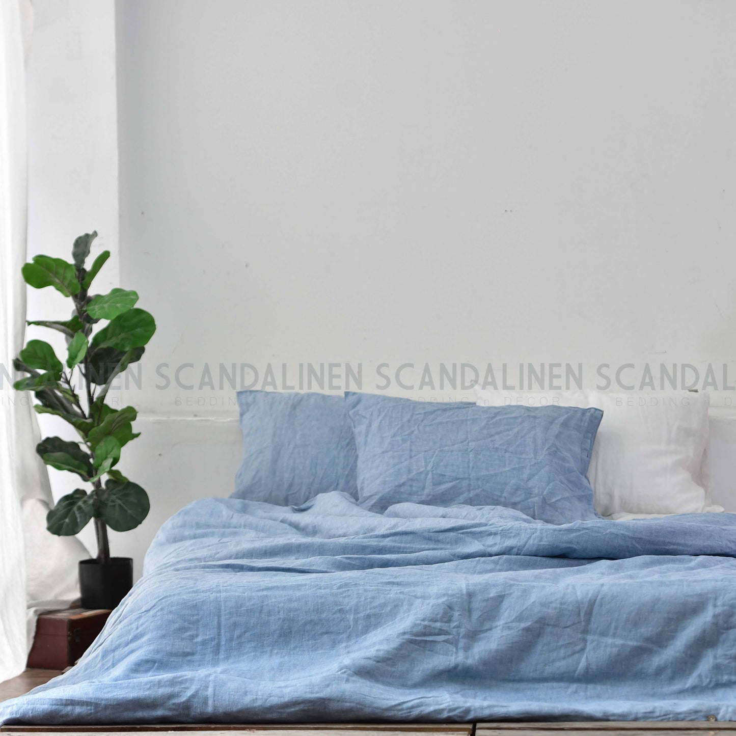 Blue French Linen Bedding Sets (4 pieces) - Yarn Dyeing