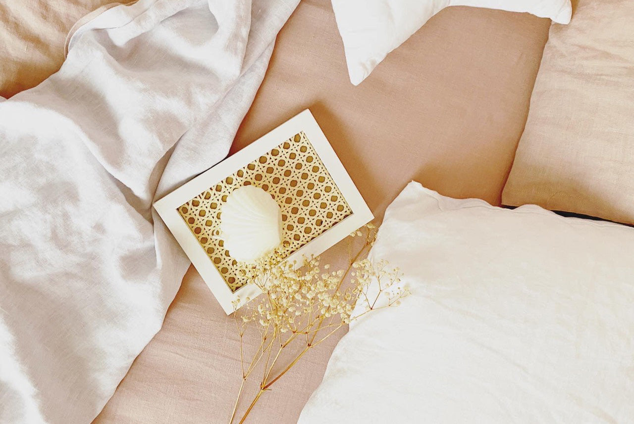 Navy Striped French Linen Bedding Sets (4 pieces) - Yarn Dyeing