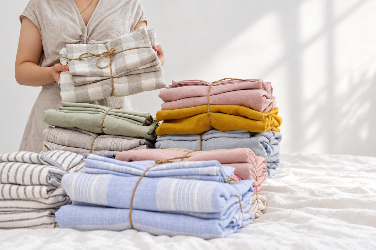 Choosing a Linen Bedding Colour from Online Photos