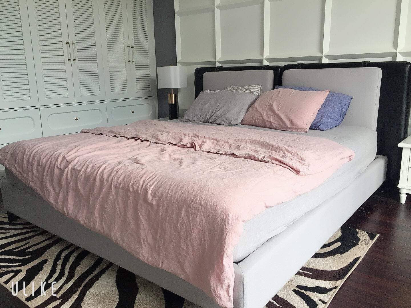 Dusty Pink Linen in a Classic French Bedroom