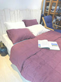 Hand-Quilted French Linen Blanket – Aubergine Plum