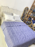Hand-Quilted French Linen Blanket – Denim Blue