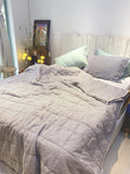Hand-Quilted French Linen Blanket – Mushroom Taupe