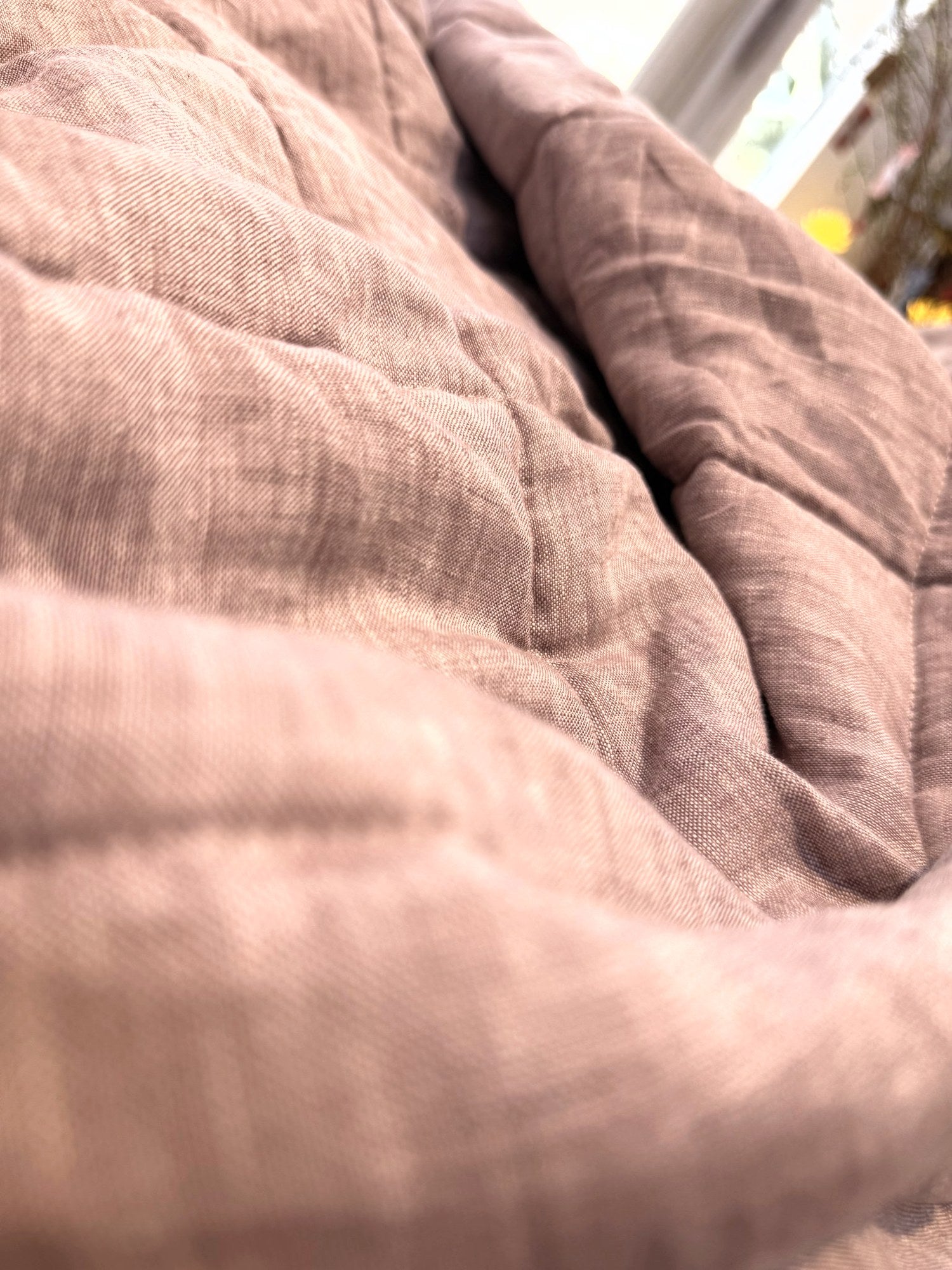 Hand-Quilted French Linen Blanket – Terracotta Clay
