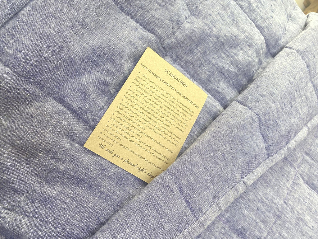 Hand-Quilted French Linen Blanket – Denim Blue