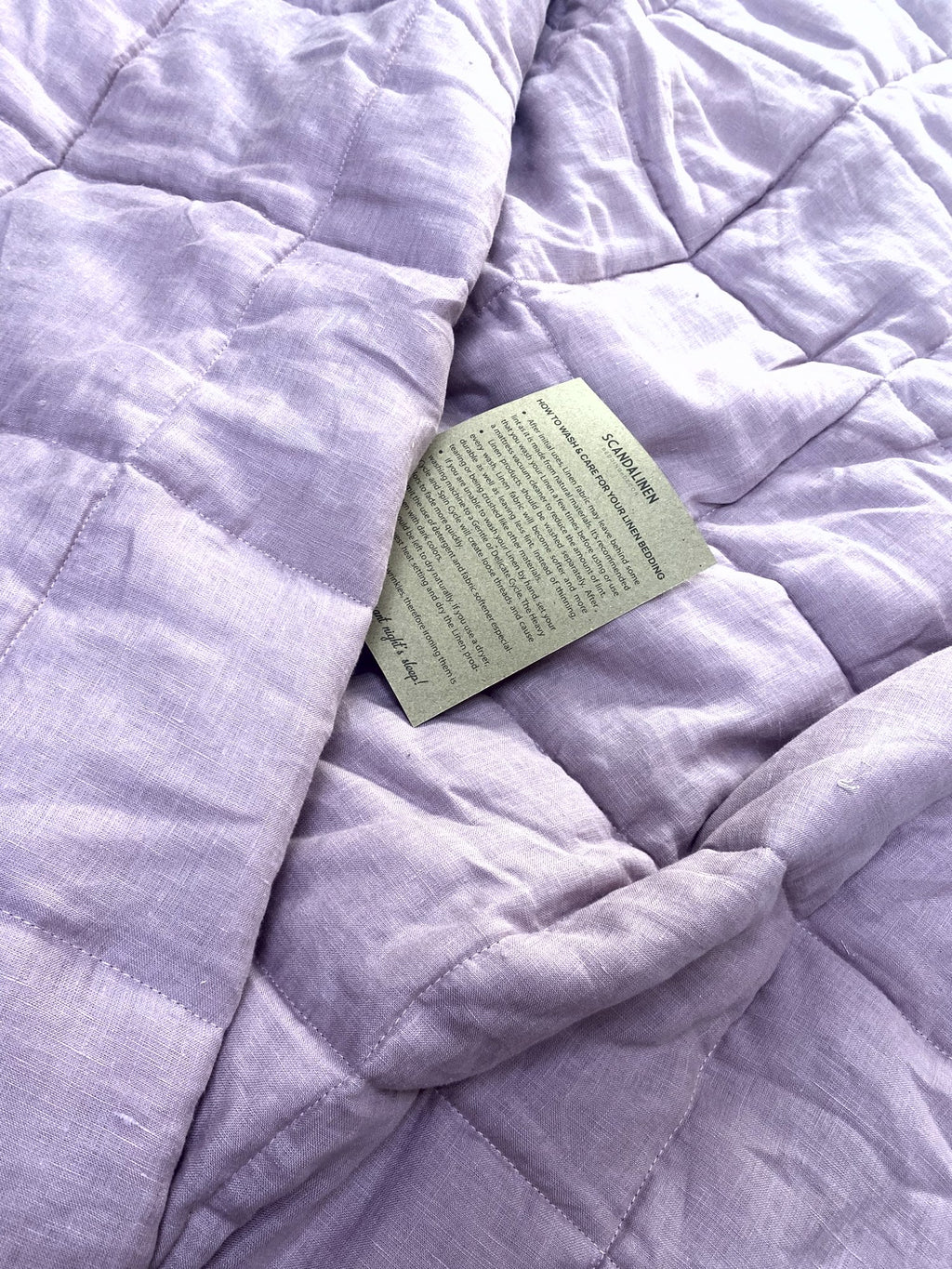 Hand-Quilted French Linen Blanket – Soft Lavender