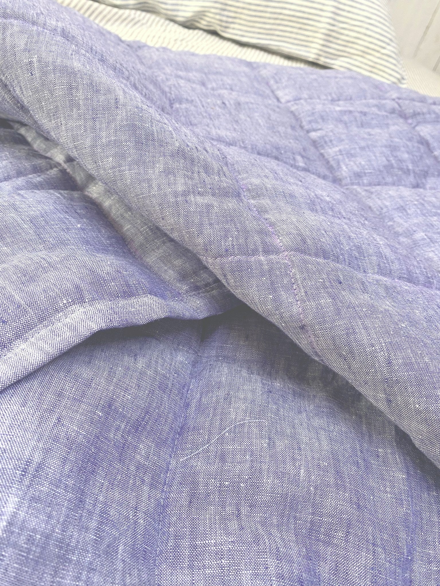 Hand-Quilted French Linen Blanket – Denim Blue