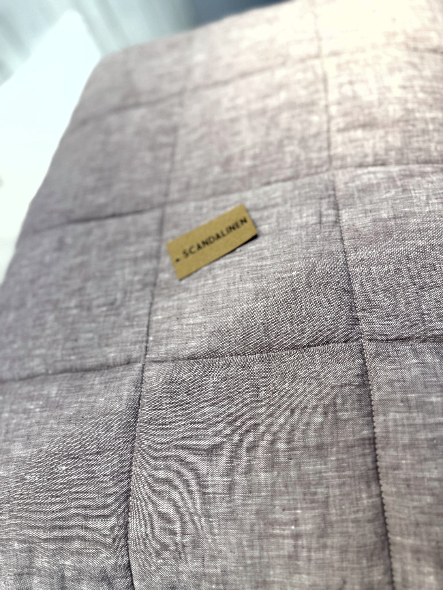 Hand-Quilted French Linen Blanket – Chambray Grey