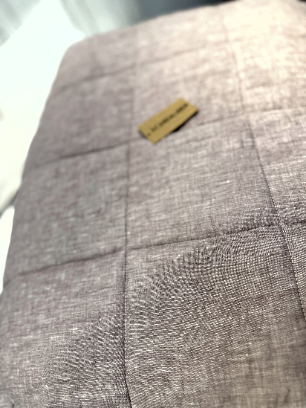 Hand-Quilted French Linen Blanket – Mushroom Taupe