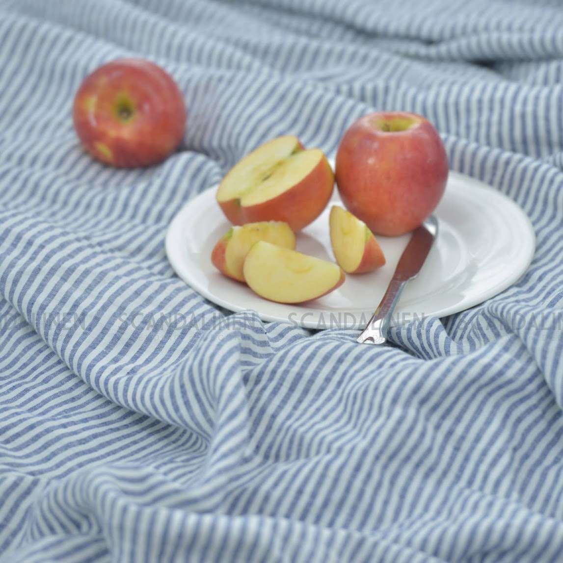 Navy Striped French Linen Duvet Cover - Yarn Dyeing 50