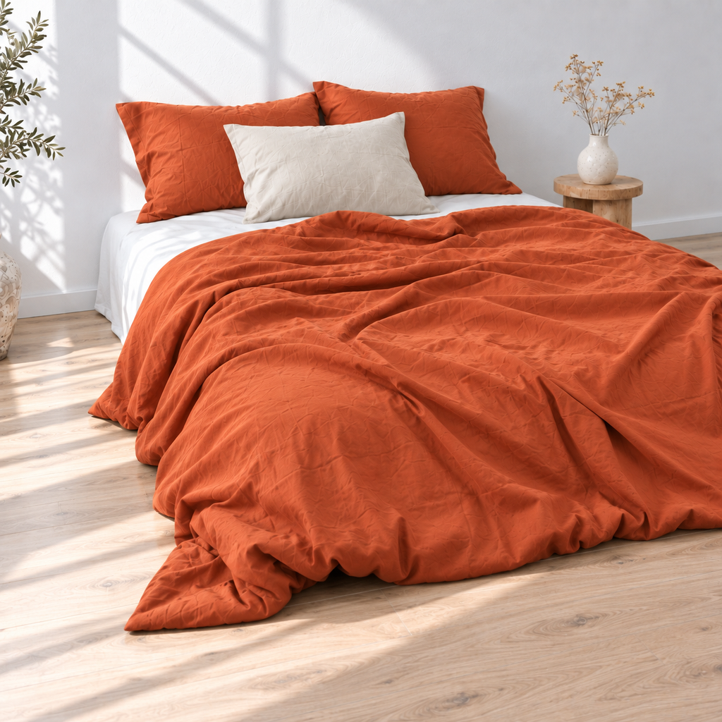 Squash Bamboo Linen Duvet Cover Set – 4-Piece | 45% Linen 55% Bamboo Rayon