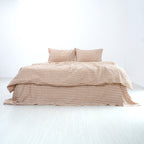 Small Gird Light Brow French Linen Pillowcase - Yarn Dyeing 82
